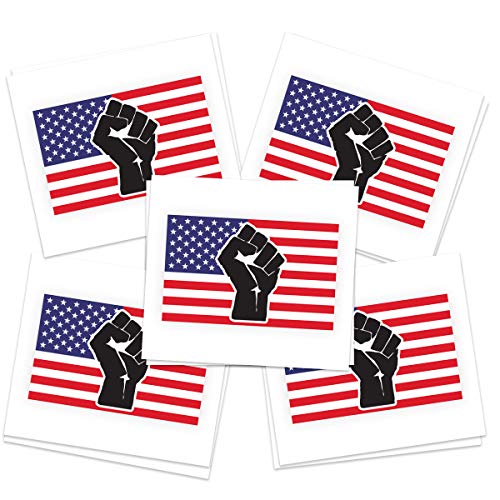 BLM - קעקועים זמניים דגל אמריקאי מורם | Safe Safe | מיוצר בארצות הברית | נשלף